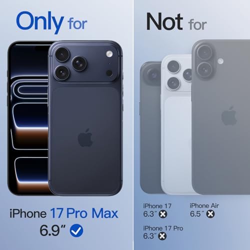  JETech Matte Cover per iPhone 17 Pro Max - Protezione Full Camera con TPU Translucido Seta Antigrasso (Nero)
| JETech M